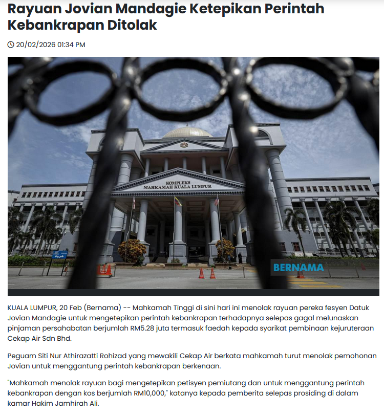 Perjanjian Persahabatan dibina dengan kepercayaan. Bila kepercayaan dikhianati, tindakan undang-undang adalah pilihan terakhir.